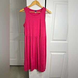 Old Navy Womens HOT PINK Dress M Tall Casual Peasant Sundress Comfort EUC